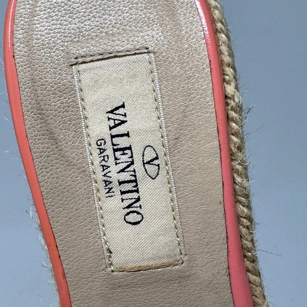 Valentino Garavani Mena Bow Espadrille Wedge Sandals – Pink Patent EU 36